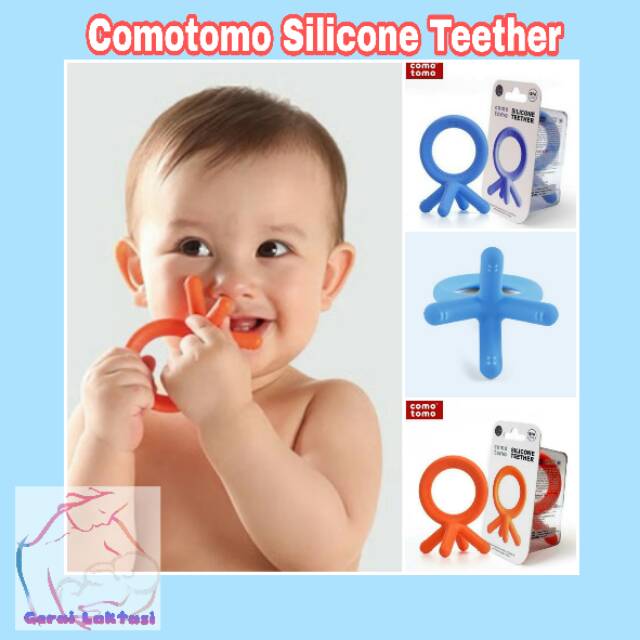 COMOTOMO SILICONE TEETHER BLUE ORANGE