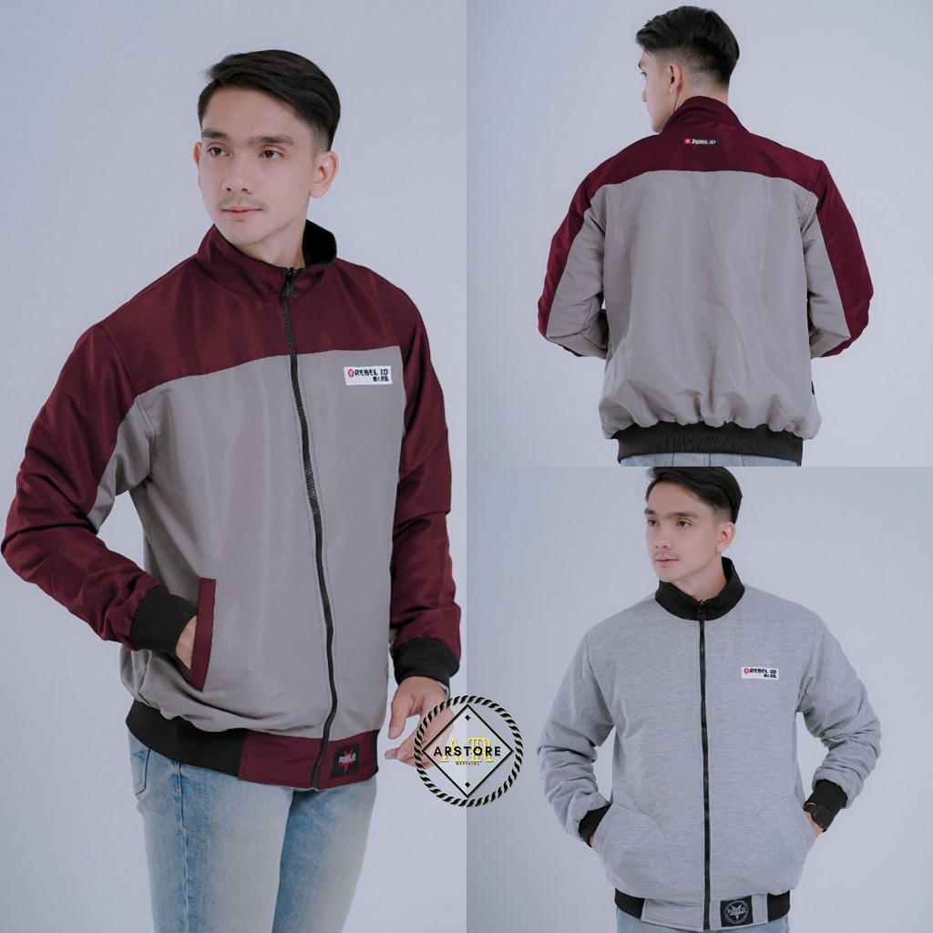 Jaket Pria Bolak Balik Taslan Rebel Id / Jaket BB Waterproof / Jaket Motor / Jaket Murah