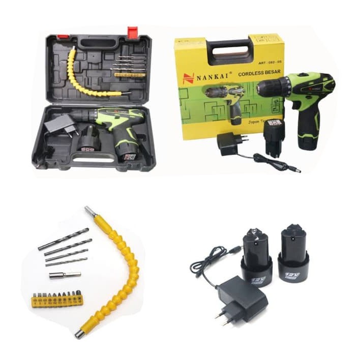 Bor Cordless Drill 10mm Nankai Mesin Bor Cas Batrey 10mm FullAcsesoris