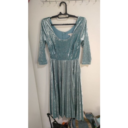 Dress velvet bludru plisket Eva Mendes Original branded cakep banget preloved like new