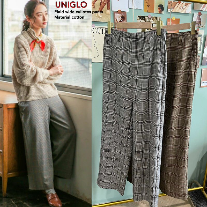 Unq wide plaid cullotes pants