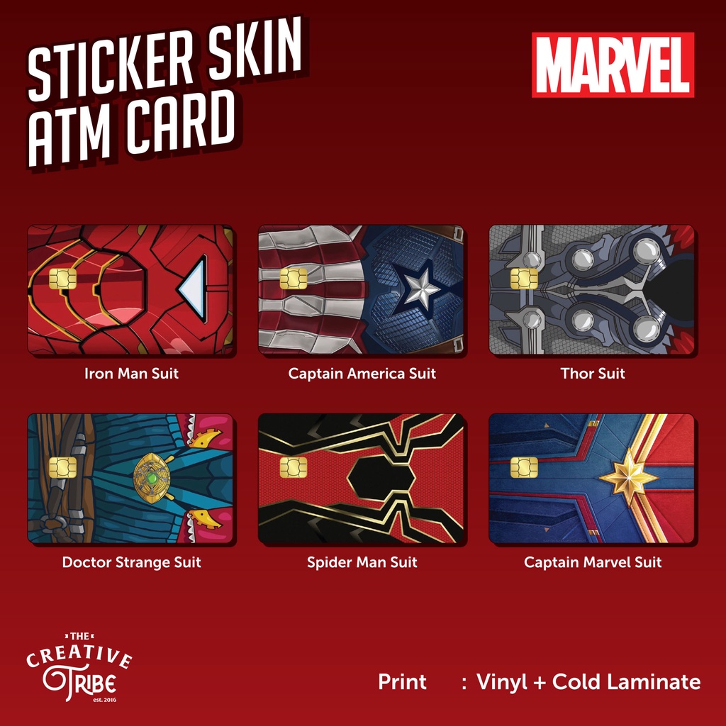 Sticker Skin Card Marvel Suit - Vinyl ATM Debit Credit Emoney Flazz Stiker