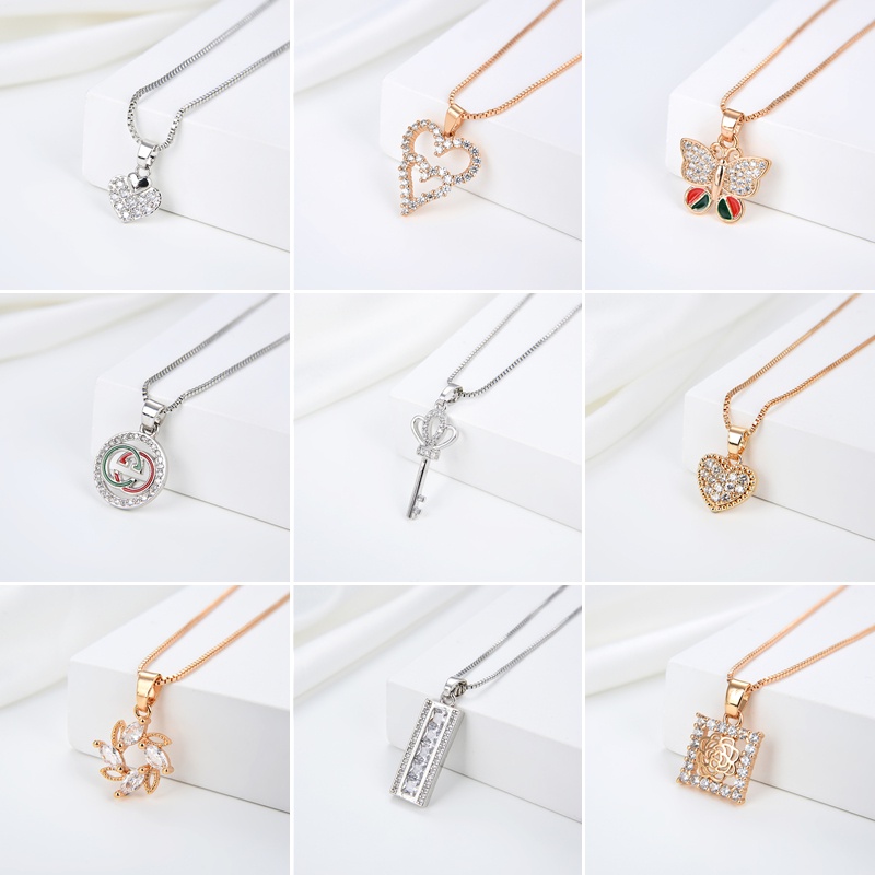 kalung titanium wanita emas muda model korea murah anti karat panjang asli silver nama selamanya 29-37n