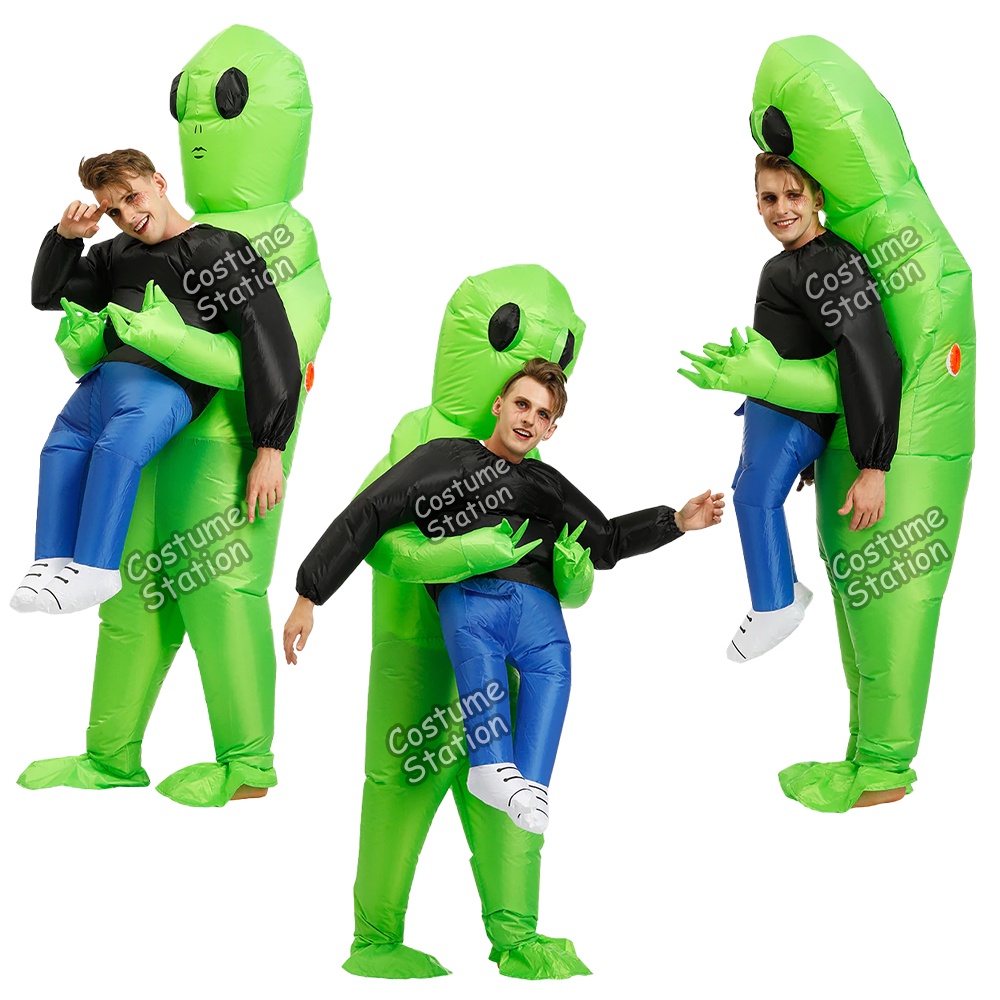 Kostum Alien UFO Abduction / Costume Ghost Hantu Culik Halloween Inflatable pompa angin dewasa