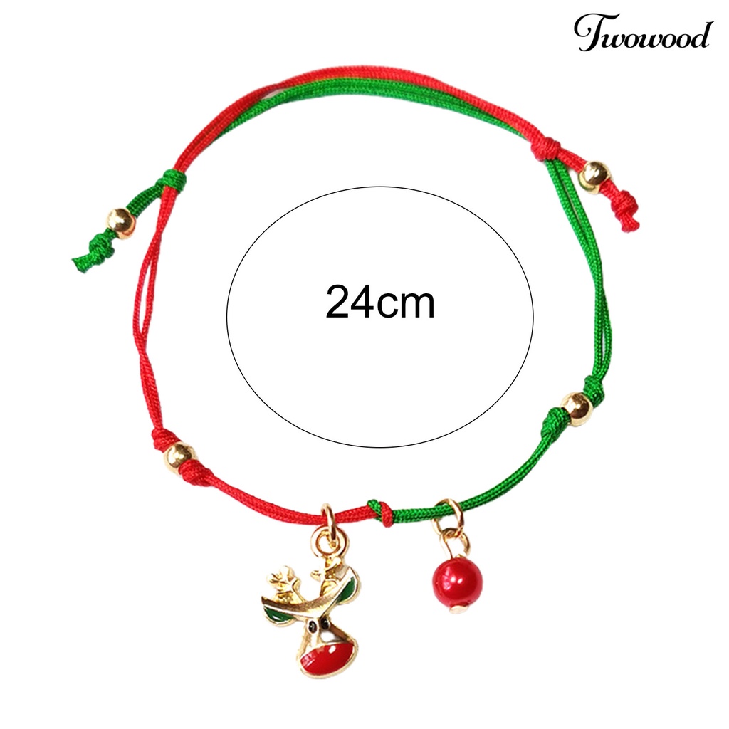 Gelang Rajutan Tangan Desain Pohon Natal Santa Claus Rusa Snowflake Untuk Unisex