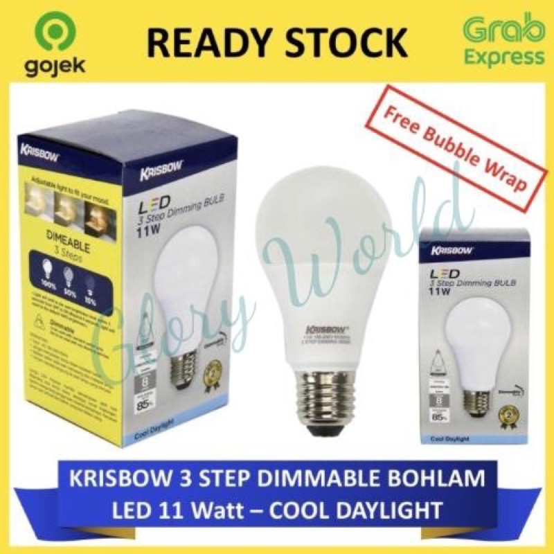 Krisbow 3 Step Dimmable LED 11 watt Lampu Bohlam Cool Daylight 11w