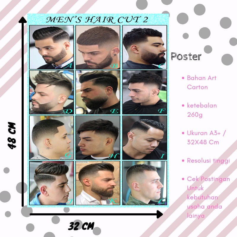 Poster pangkas rambut terbaru / Model rambut pria / model potong rambut pria / Poster murah / Poster