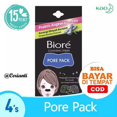 Masker Komedo Biore Black Pore Pack dengan Bamboo Charcoal Woman ISI 4 LEMBAR