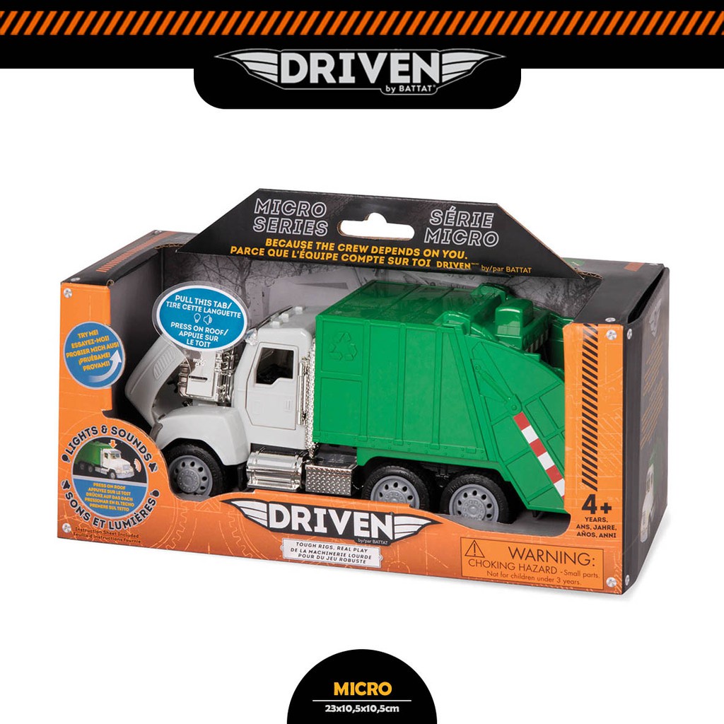 DRIVEN BY BATTAT Micro Series Micro Recycling Truck Mainan Anak Diecast