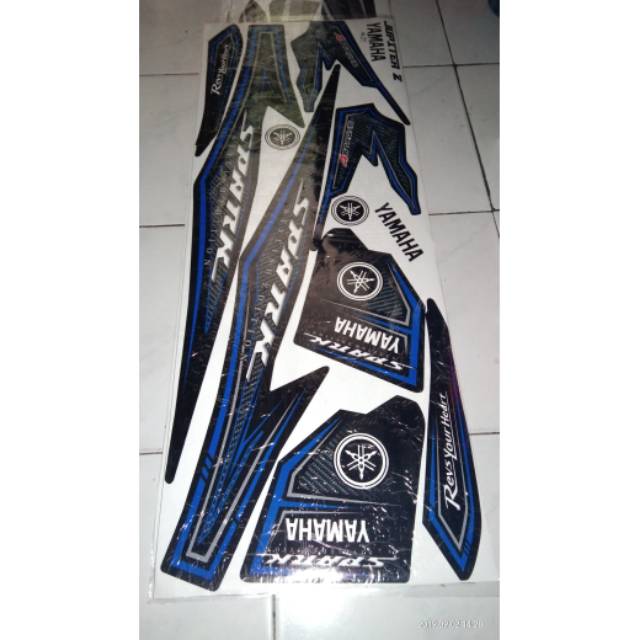 Striping sticker variasi jupiter z Burhan motif spark biru