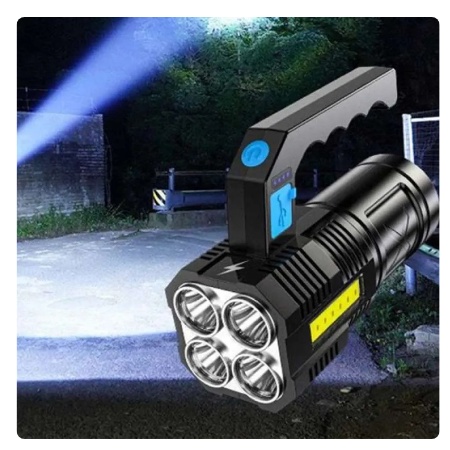 Senter LED Cas Super Terang 600Lumen + COB 4 Mode Emergency USB Recharge Anti Air