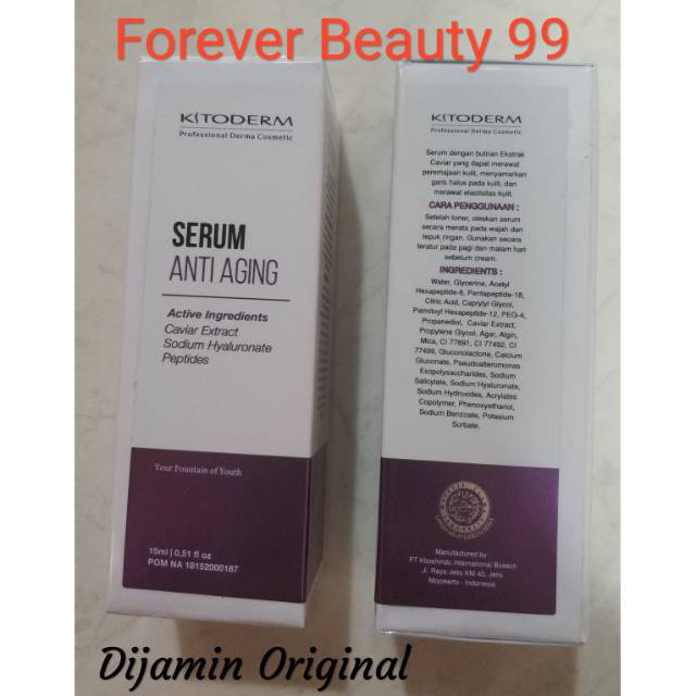 Kitoderm serum anti aging / anti penuaan dini / gold serum / peremajaan BPOM
