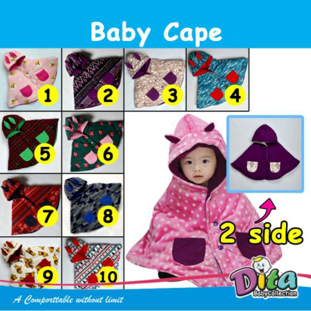 Baby Cape Dita selimut bayi babycape jaket bayi jaket bolak balik  jaket selimut