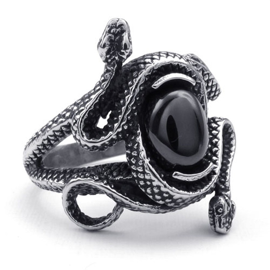 SEUSUK  Anting Ular Gaya Gothic Punk Vintage Bahan Stainless Steel untuk Pria