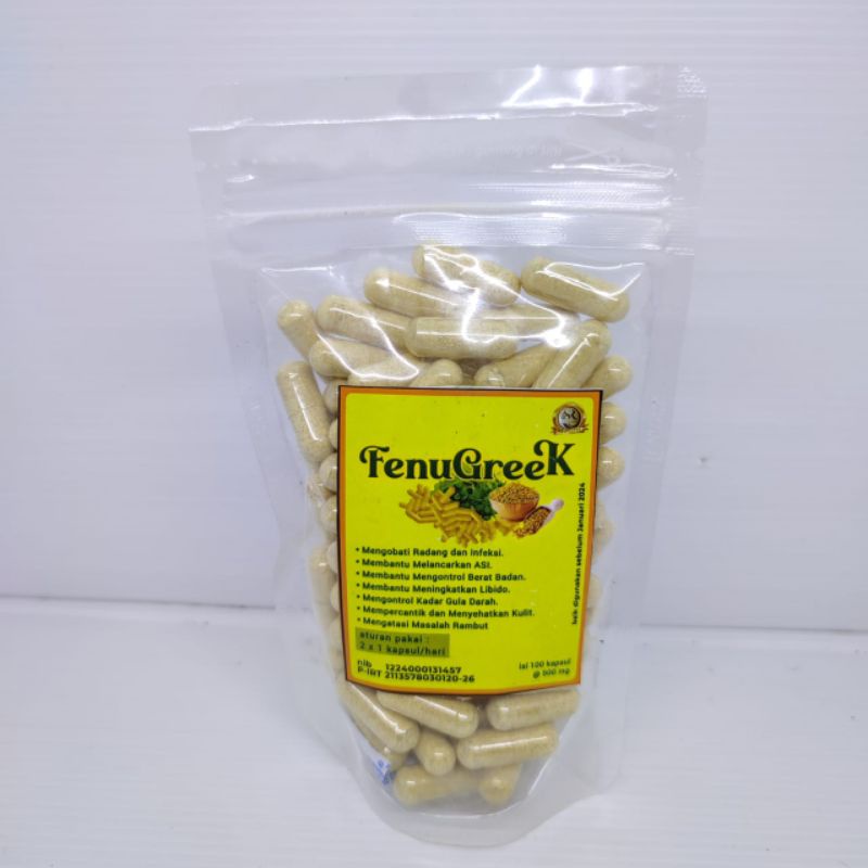 Jual Kapsul Fenugreek Klabet Asi Booster Kemasan Standing Pouch