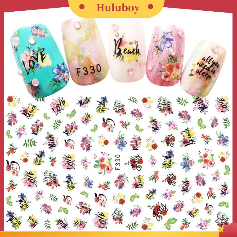 Huluboy Huluboy♡ Stiker Nail Art Motif Buah / Bunga / Daun / Tanaman