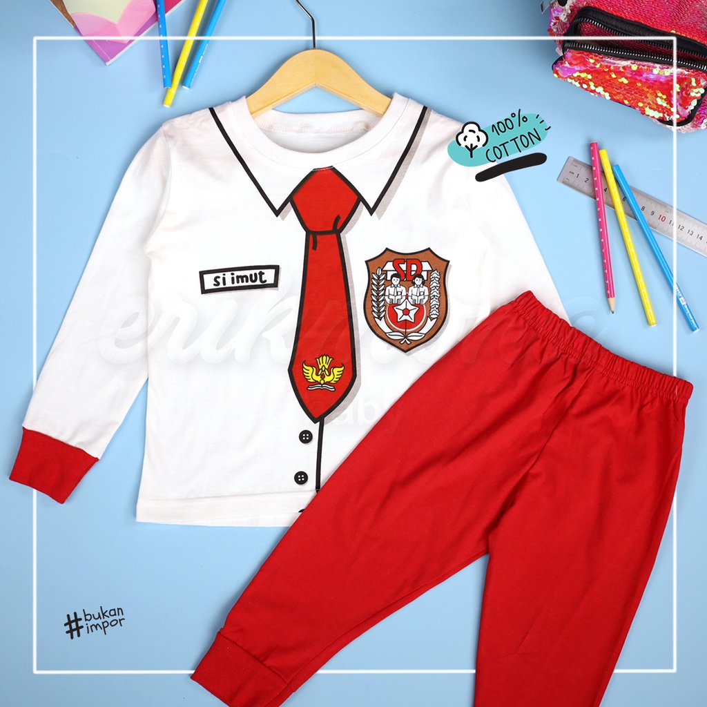 baju piyama anak baju anak cowo cewe piyama bayi model seragam SD 2y 3y 4y