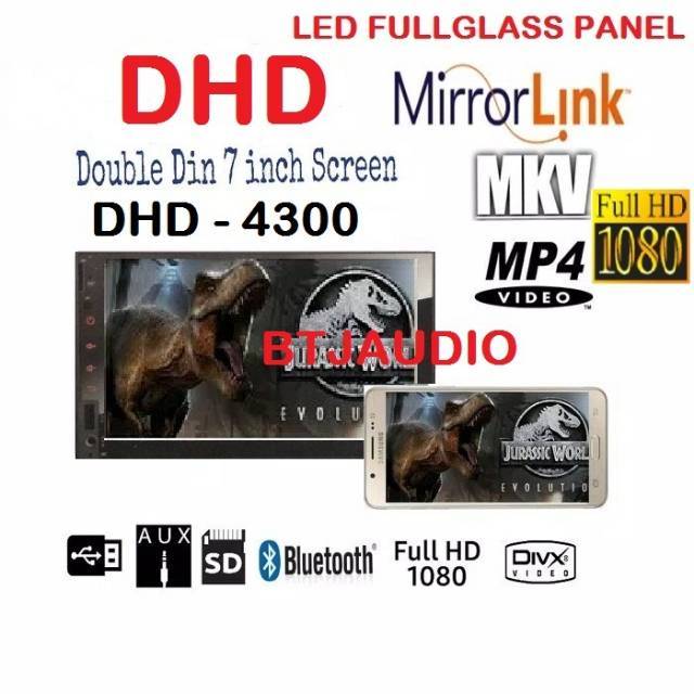 HEAD UNIT TAPE MOBIL DOUBLE DIN DECKLESS DHD MIRRORLINK ANDROID, FULL HD USB MP4/MKV