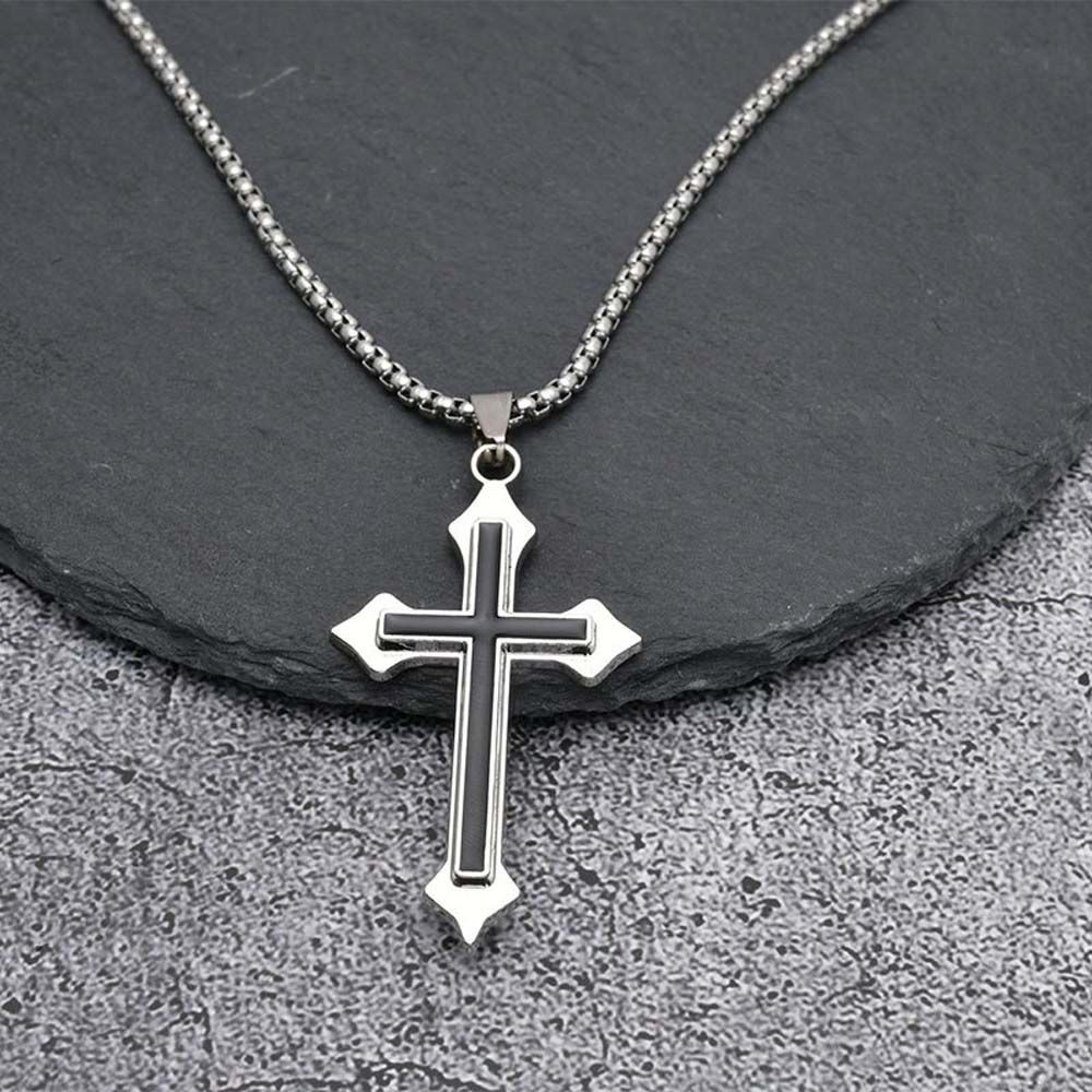 Needway  Party Gifts Cross Necklaces Vintage Clavicle Chains Men Necklaces Punk Stainless Steel Fashion Cool Gothic Street Style Cross Pendants/Multicolor