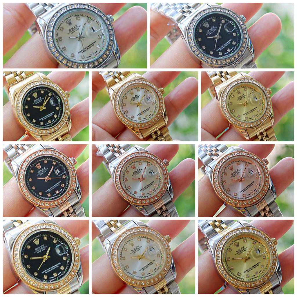 Jam Tangan Fashion Wanita Rolex Oyester Mata Stainless Steel Tanggal Aktif