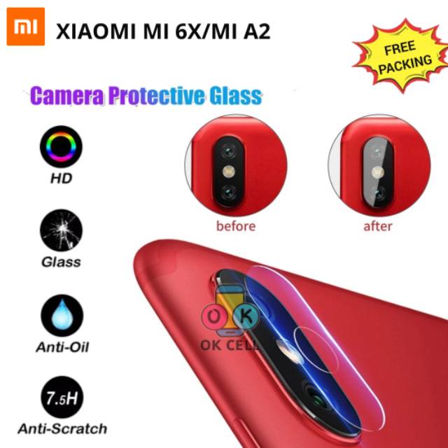 Tempered Glass Camera Lens Xiaomi Mi6X/Mi A2 TG Pelindung Anti Gores Kamera belakang Premium