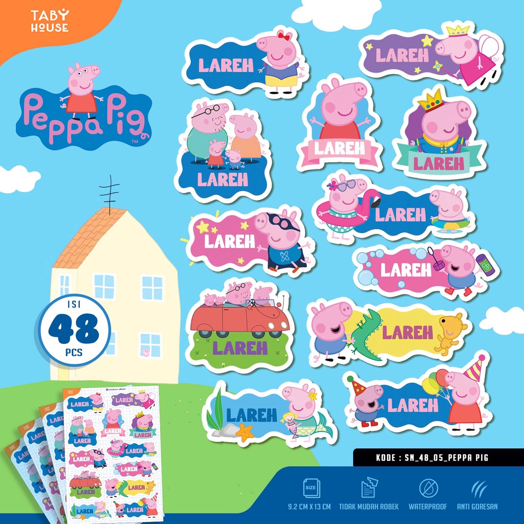 

stiker nama PEPPA PIG isi 48