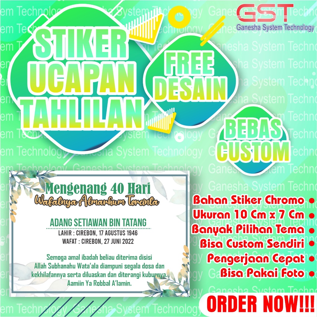 

Stiker Mengenang 40/100/1000 hari Wafat, Tahlilan, Tasyakuran