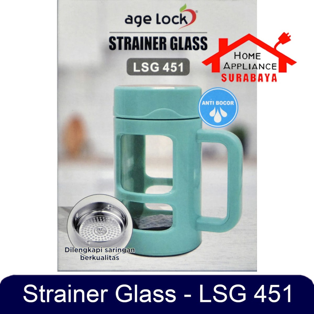 Strainer Glass Age Lock LSG 451 - Gelas Minum Cangkir Botol Mug Kaca Portable 450 ML