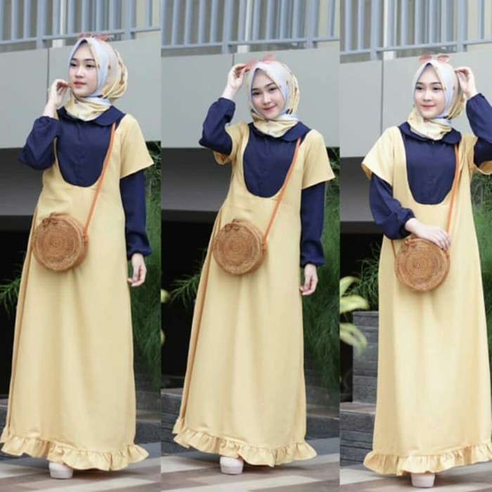 GAMIS SYARI ANNAJAH CAPUCCINO 900GR 110 140 ALLSIZE GAMIS SYARI BUSUI CADAR CREPE HQ POLOS MURAH I.