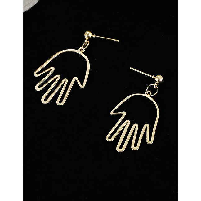 LRC Anting Tusuk Fashion Silver Hollow Palm Earrings D73672