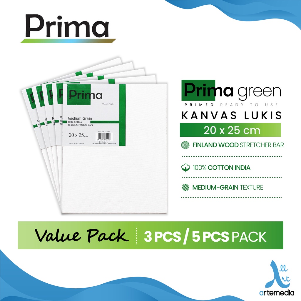 

Prima Green 20x25cm Value Set Cotton Canvas Kanvas Lukis