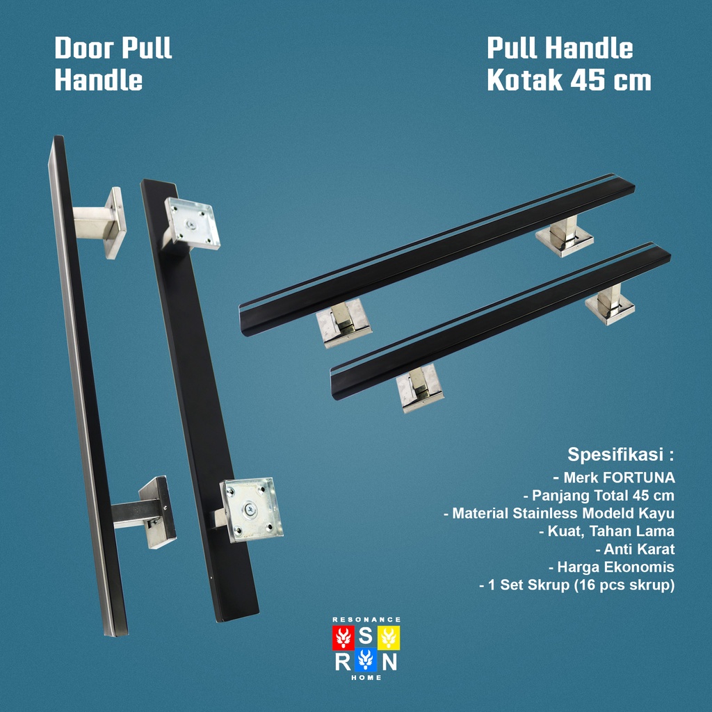 Handle Pintu Rumah Pull Handle Gagang Tarikan Pintu Kotak Hitam 45CM  Resonance Home