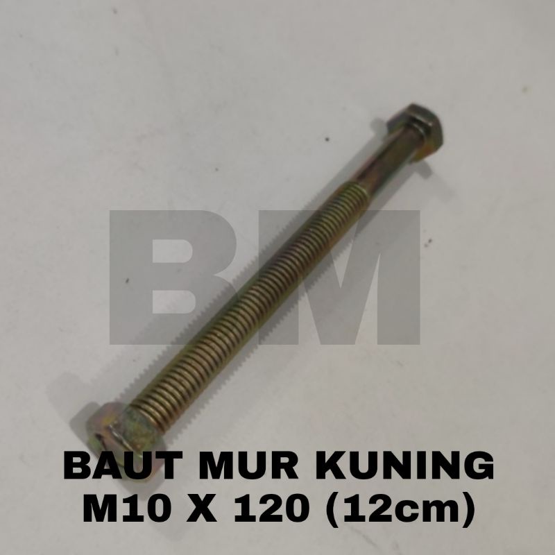 Jual BAUT MUR KUNING M10 X 120 (12CM) KUNCI 14/Baut Mur M10x120 Kuning ...