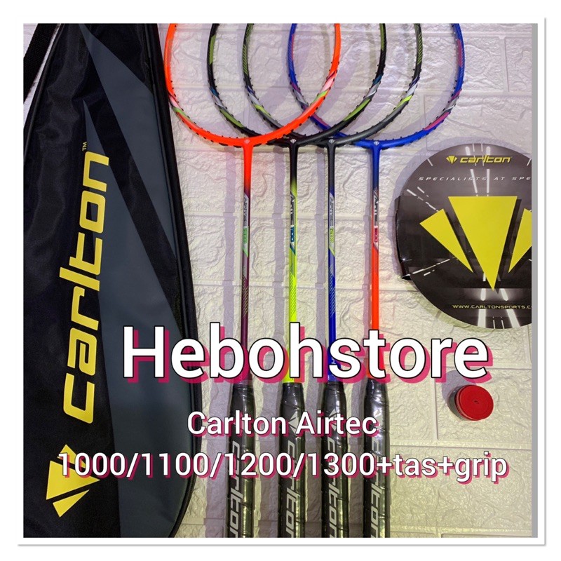 Raket Badminton CARLTON AIRTEC 1000/1100/1200/1300 +Tas +Grip ORIGINAL