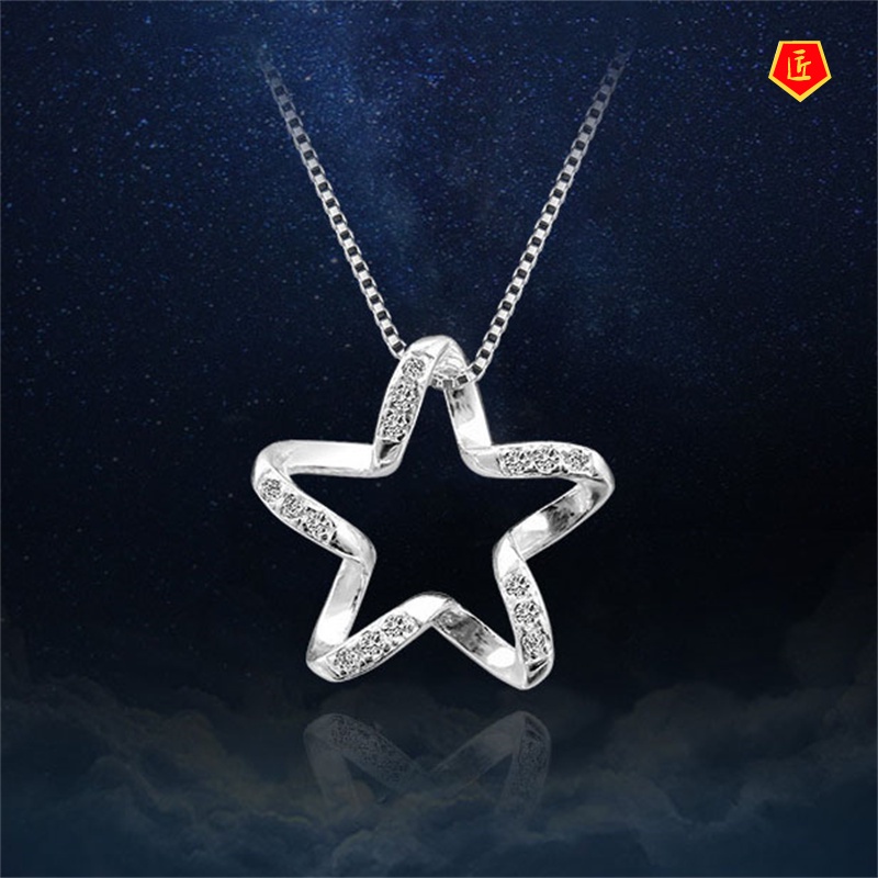 [Ready Stock]Zircon Five-Pointed Star Necklace Female Japanese and Korean Style Simple All-Match