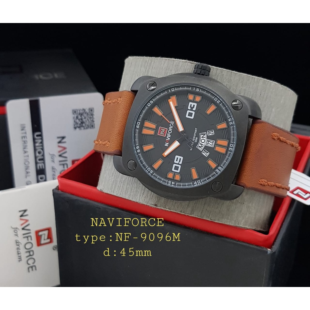 JAM TANGAN COWOK TALI KULIT NAVIFORCE  NF-9096M ORIGINAL/JAM TANGAN COWOK NAVIFORCE/NAVIFORCE NF-9096M