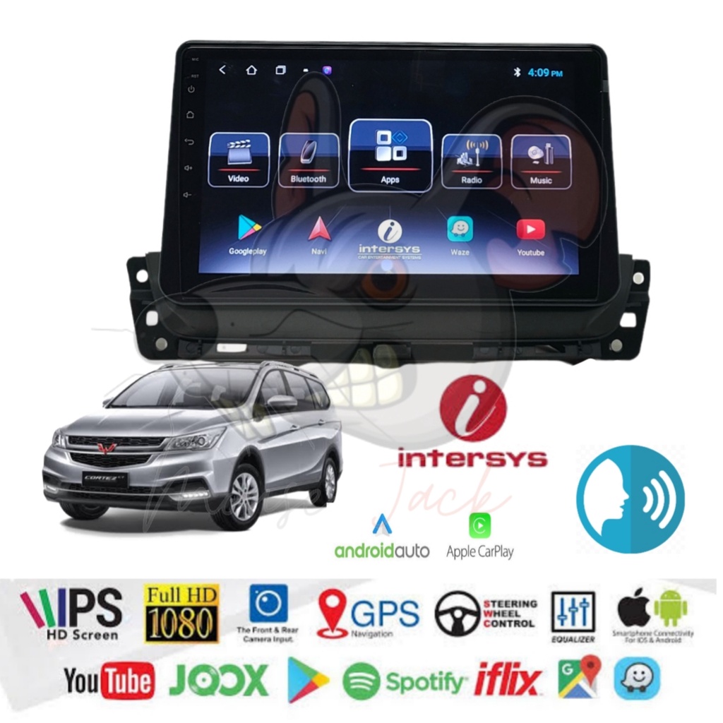 Head Unit Android Intersys Carplay VC Wuling Cortez 10 inch pnp