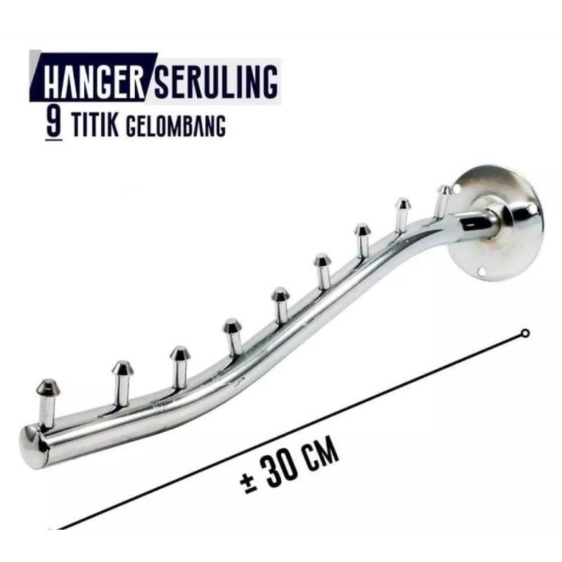 Hanger Suling Tembok 9 Titik / Gantungan Baju Display Toko / Suling Tempel Tembok 9 Titik (Paku) BEL