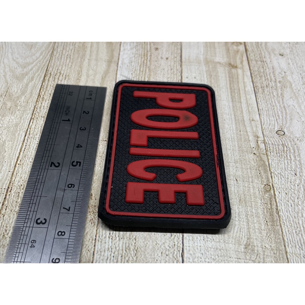 Patch Police (Merah) - Patch Velcro Police - Prepetan Police Merah - Velcro Karet