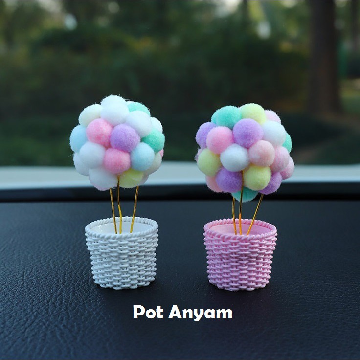 MINI COTTON BALLONs POT MACAROON Series Pajangan Mobil Balon