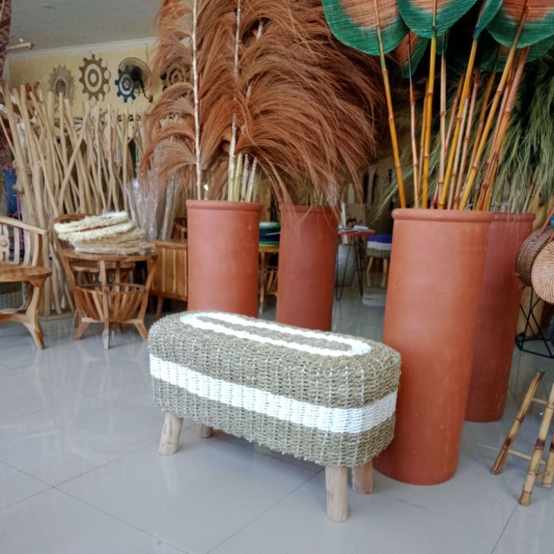 BENCH SEAGRASS BANGKU ANYAMAN MOTIF NATURAL CANTIK MURAH