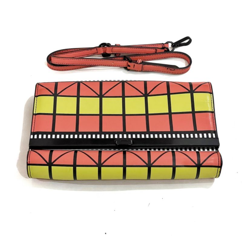 ORI Charles & Keith Orange Black Clutch - Tas Tangan Oranye Kuning Hitam Putih - TAS BEKAS BRANDED P