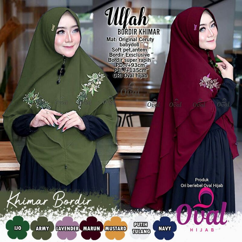 Hijab Khimar Instant Terbaru Ulfah Bordir Original Oval