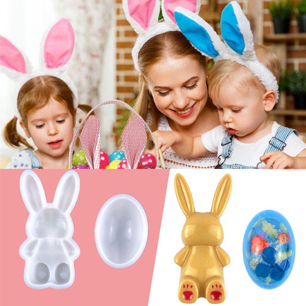 Solighter Easter Bunny Ornaments Mold Dekorasi Rumah DIY Kerajinan Persediaan Festival Cetakan Silikon