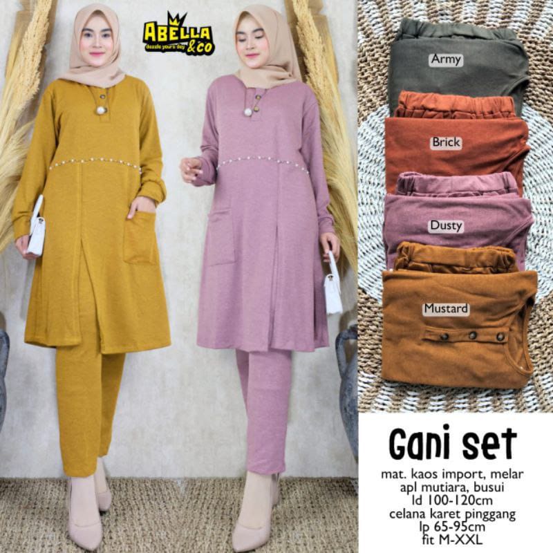 GANI SETELAN CELANA RAJUT KNIT WANITA TUNIK RAJUT IMPORT