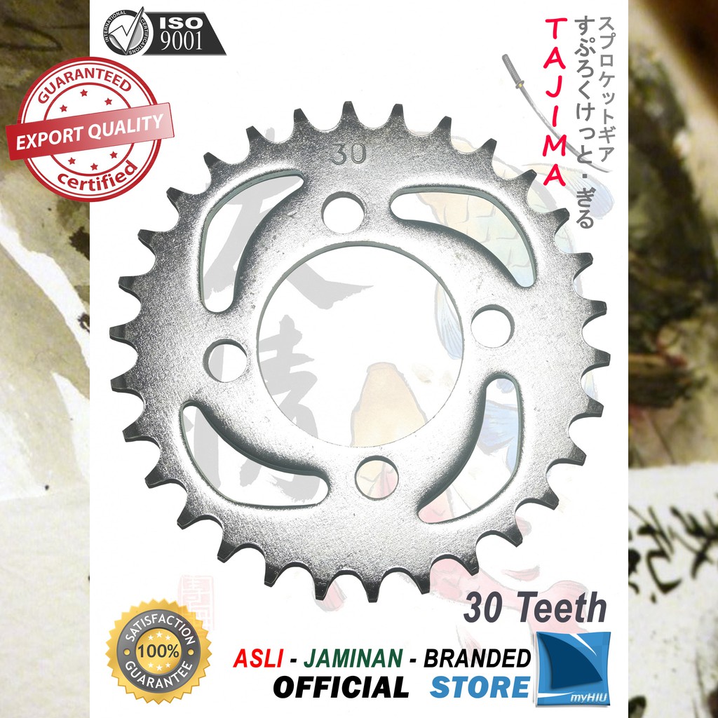 Gigi Tarik 28T ~ 39T KAWASAKI Kaze / R / R New Gir Belakang - Rear Sprocket Gear TAJIMA-428-30T