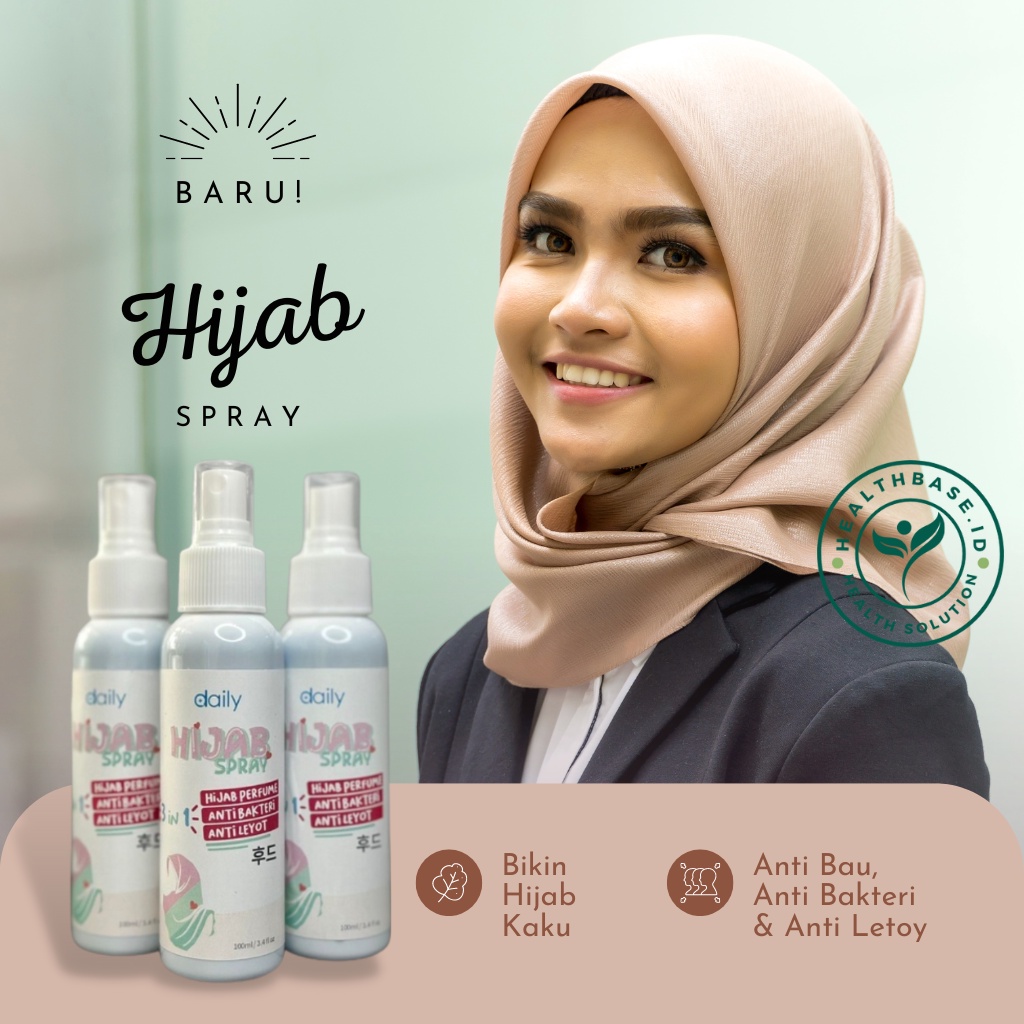 Healthbase.id Hijab Spray Anti Letoy Anti Lepek Anti Bakteri Dengan Parfum Pewangi Bikin Jilbab Kerudung Tegak Sepanjang Hari 100ml