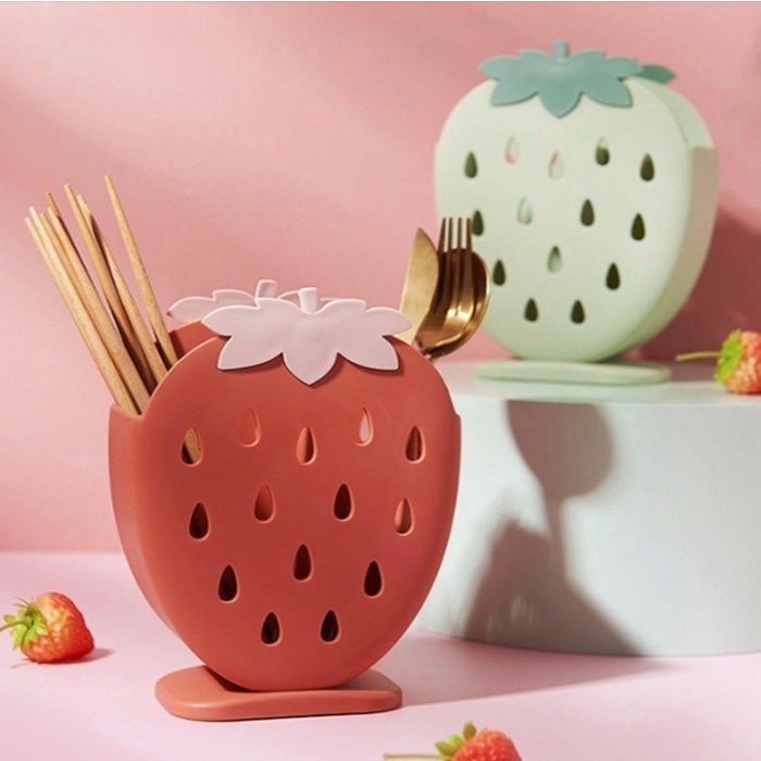 Tempat Sendok Garpu Bentuk Strawbery/Cuttlery Storage Strawbery Lucu