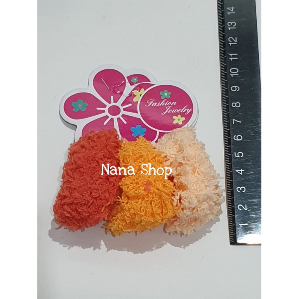 KARET DONAT SET 3 KAPAS WARNA/KUNCIR RAMBUT/IKAT RAMBUT/HAIRBAND-Orange