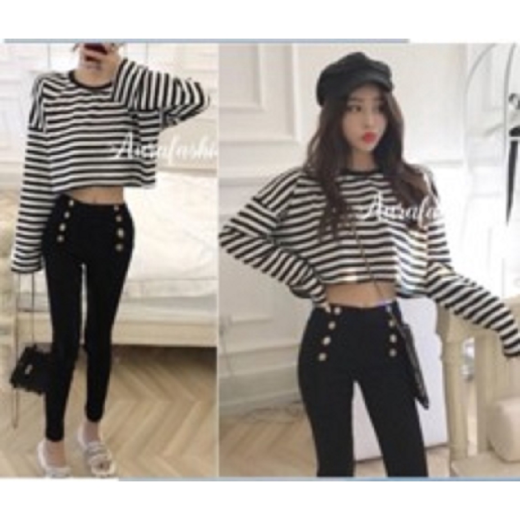 [Gia Stripe BC]Blouse wanita spandek stripe